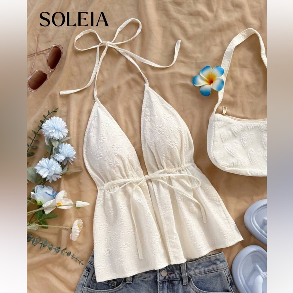 Soleia Cream Halter Top